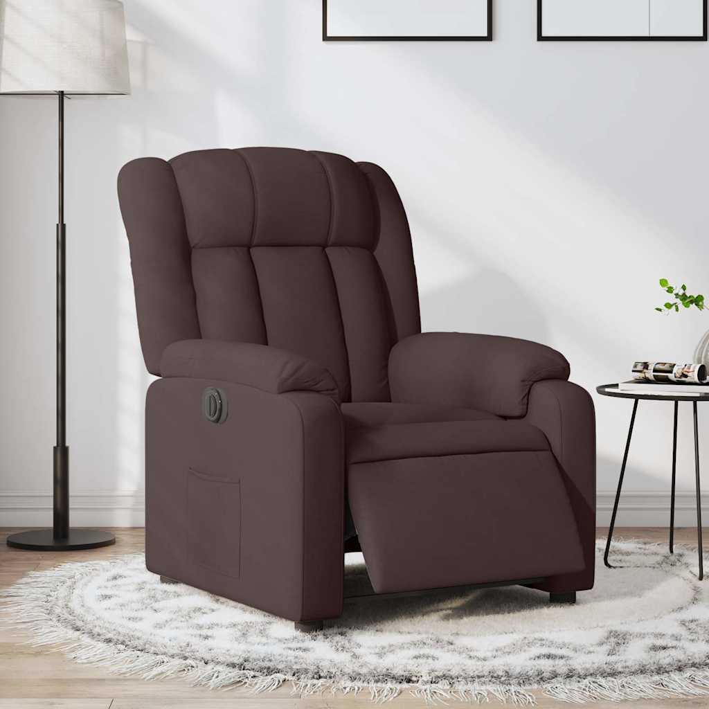 vidaXL Sillón reclinable eléctrico tela marrón oscuro