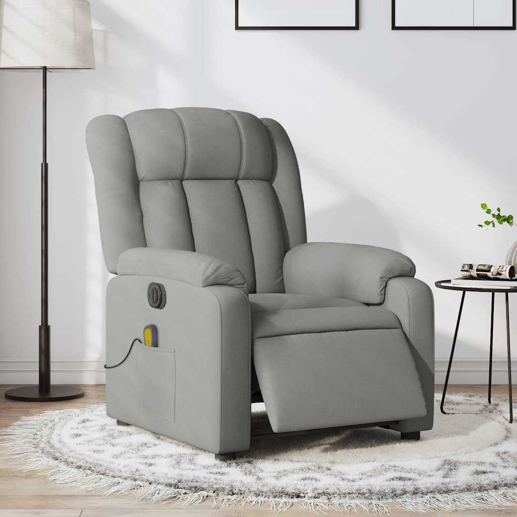 vidaXL Sillón reclinable de masaje eléctrico tela gris claro