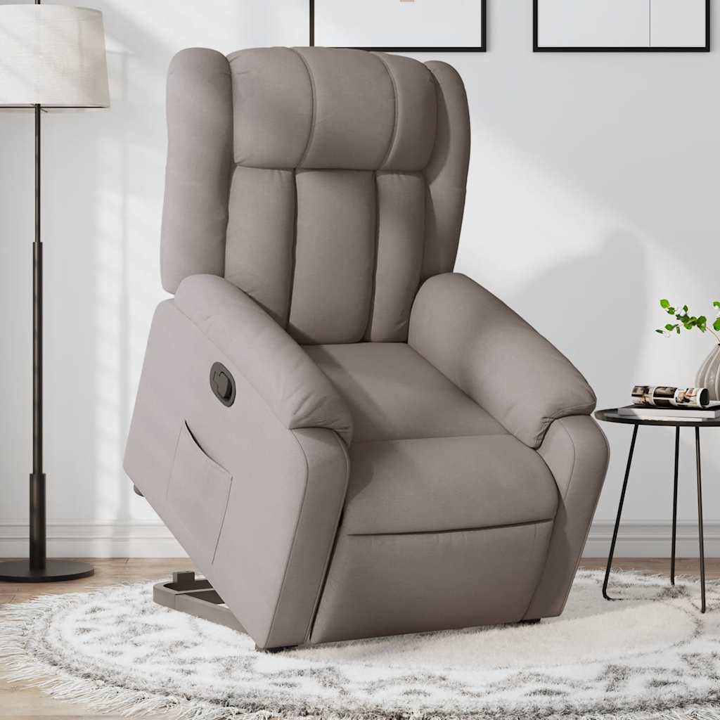 vidaXL Sillón reclinable elevable tela gris taupe
