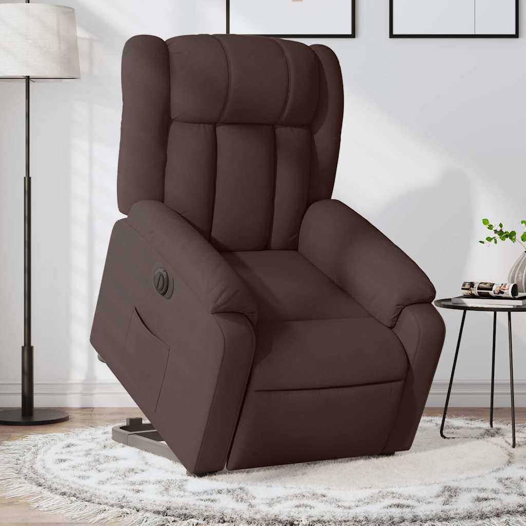 vidaXL Sillón eléctrico reclinable elevable de tela marrón oscuro
