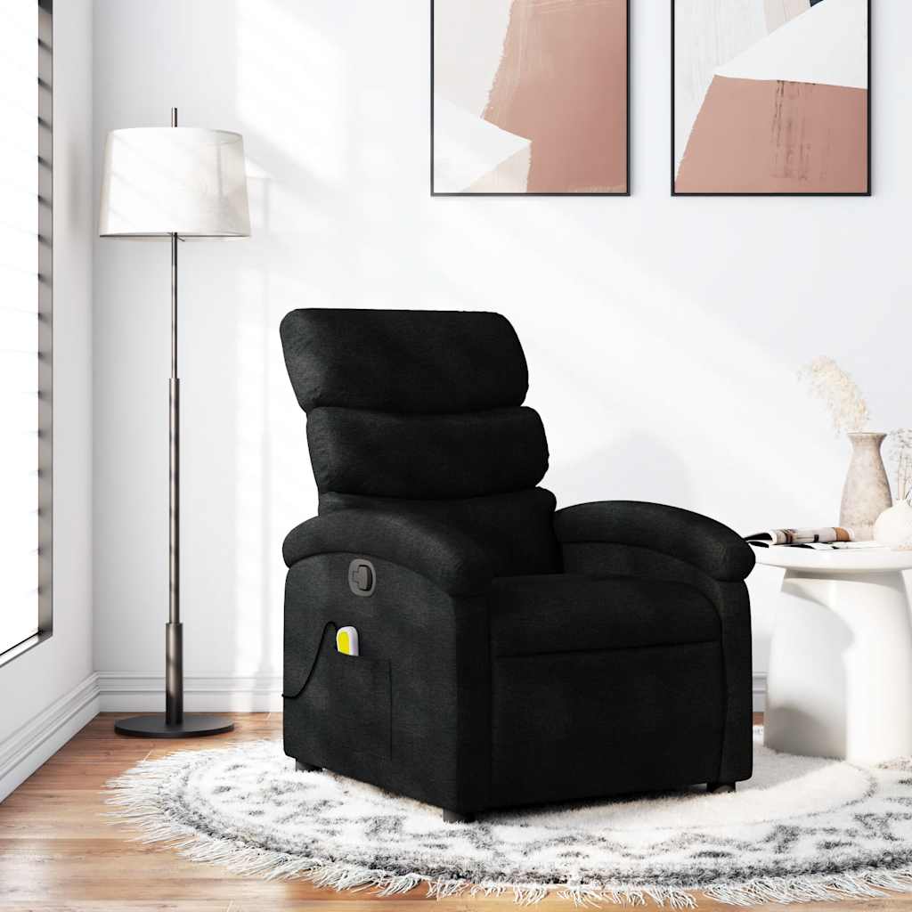 vidaXL Sillón reclinable de masaje con tela negra