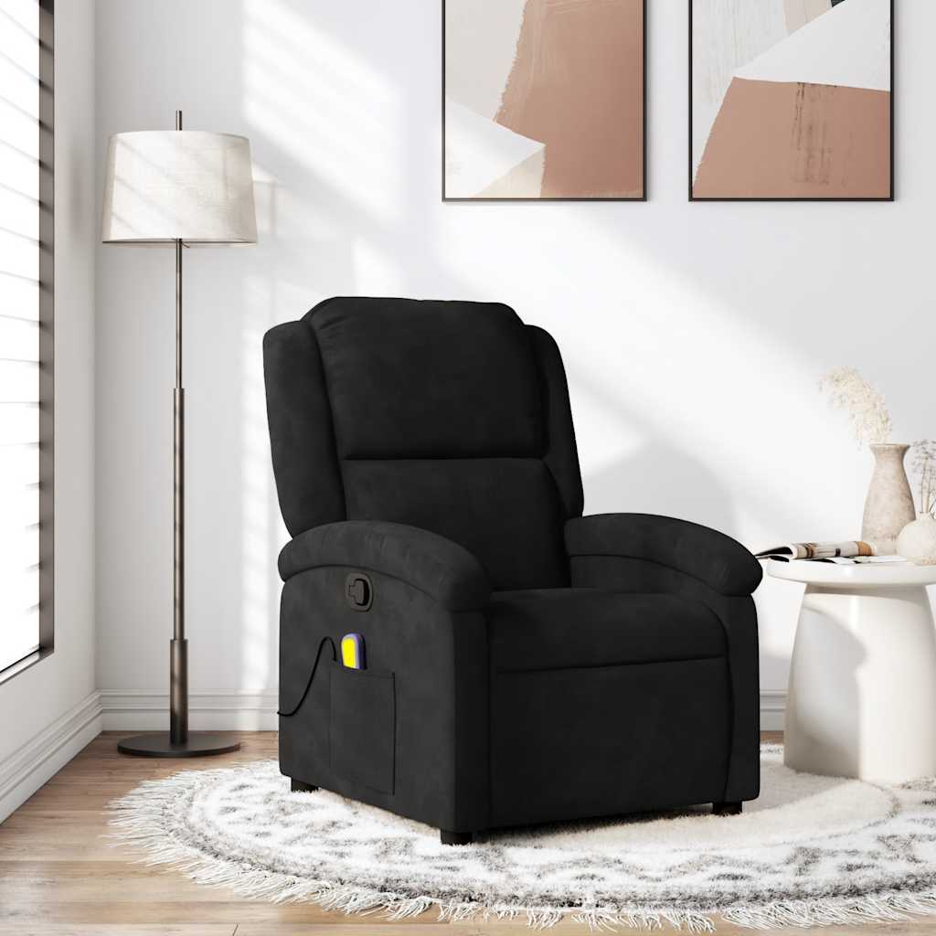 vidaXL Sillón reclinable de masaje de terciopelo negro