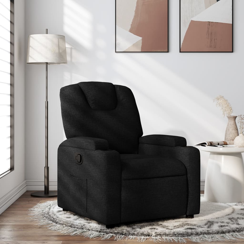 vidaXL Sillón reclinable de tela negra