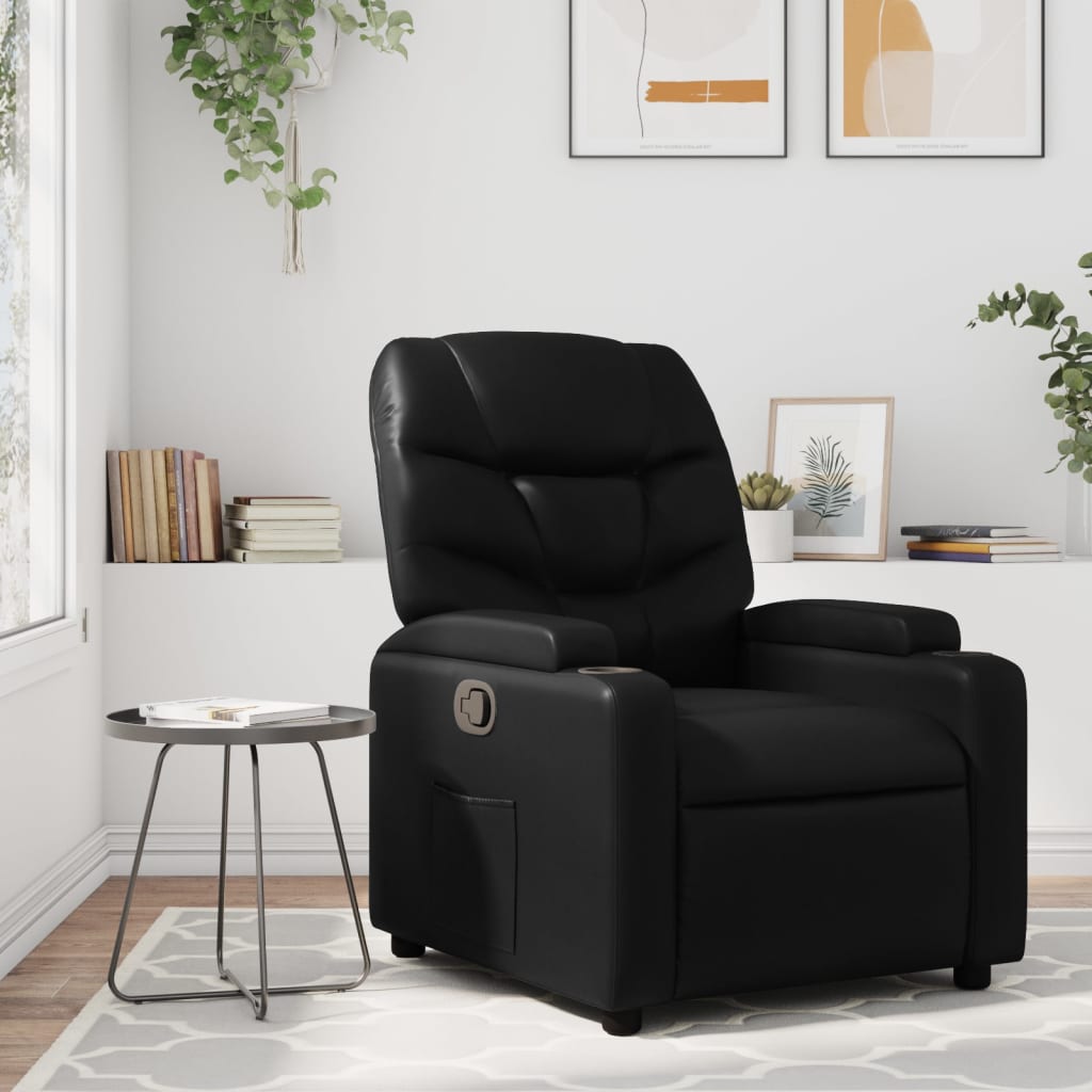 vidaXL Sillón reclinable de piel sintética negra
