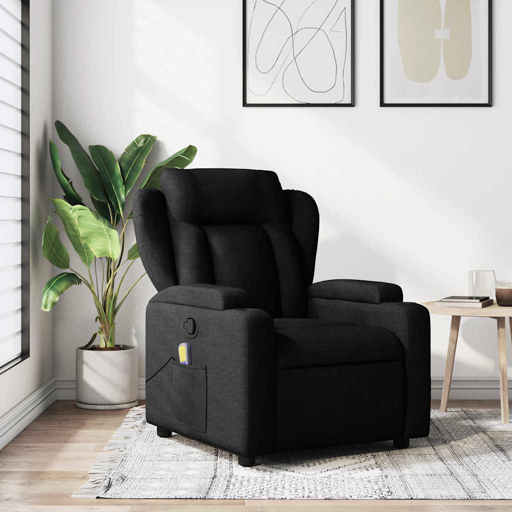 vidaXL Sillón reclinable de masaje con tela negra