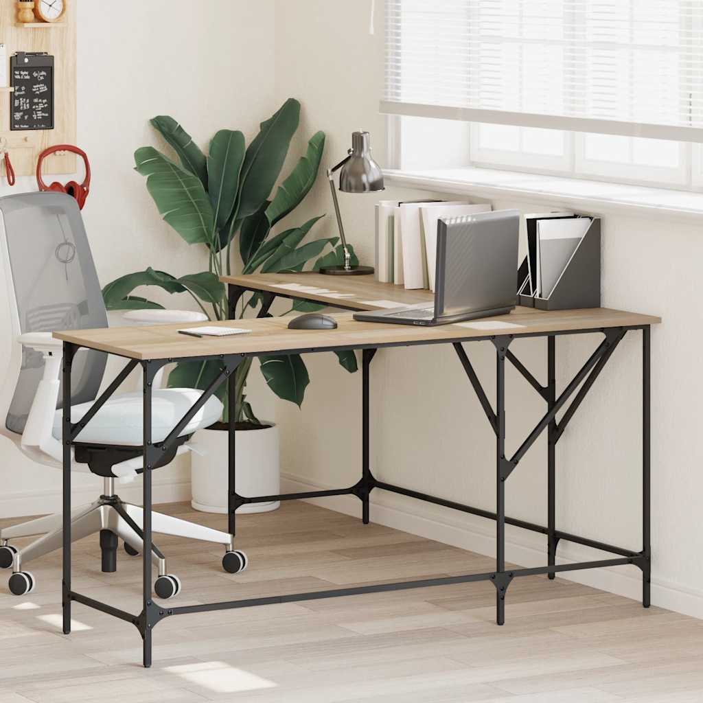 vidaXL Escritorio madera de ingeniería roble Sonoma 149x149x75 cm