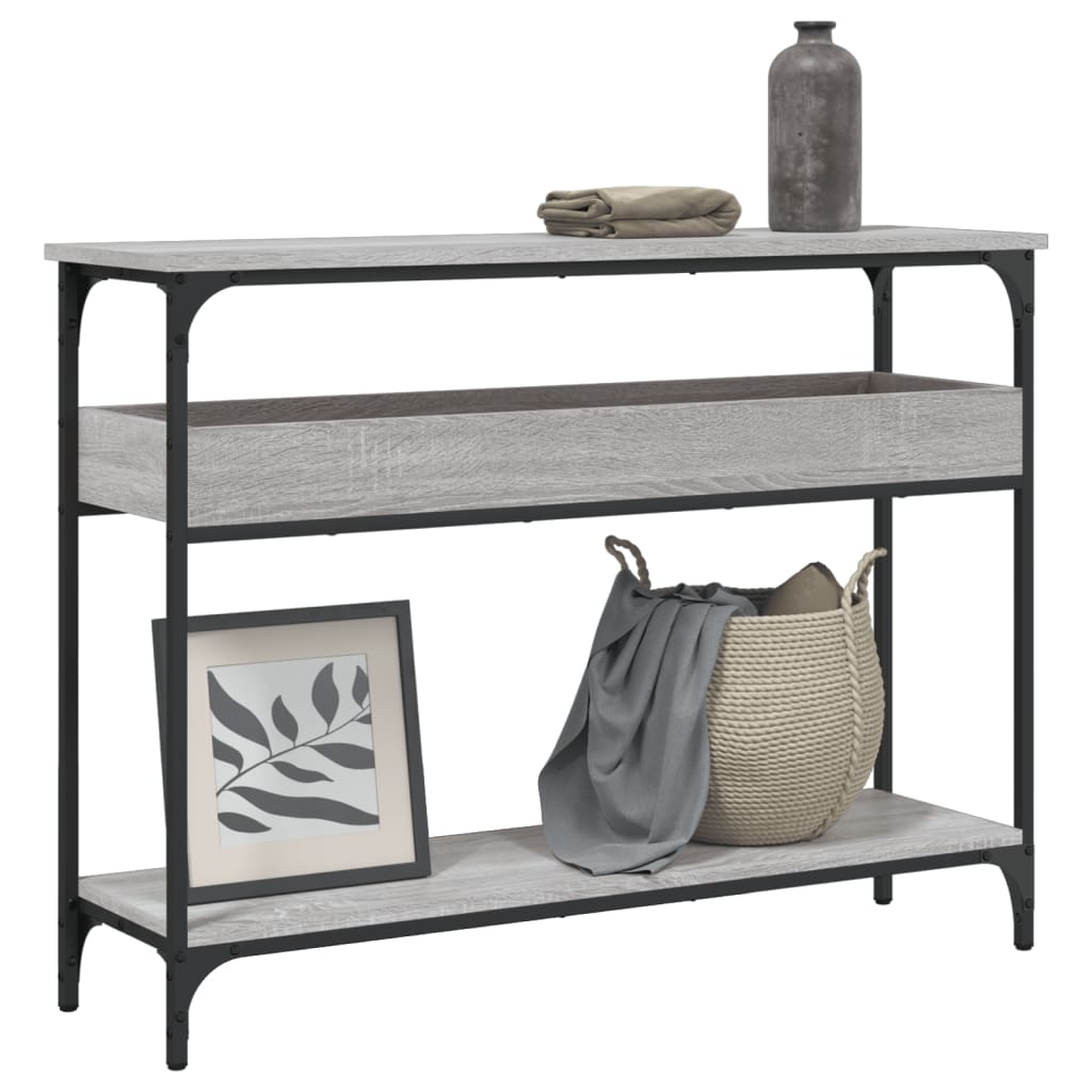 vidaXL Mesa consola estante madera ingeniería Sonoma gris 100x29x75 cm