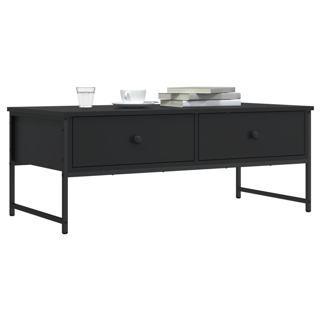 vidaXL Mesa de centro madera de ingeniería negro 101x49x39,5 cm