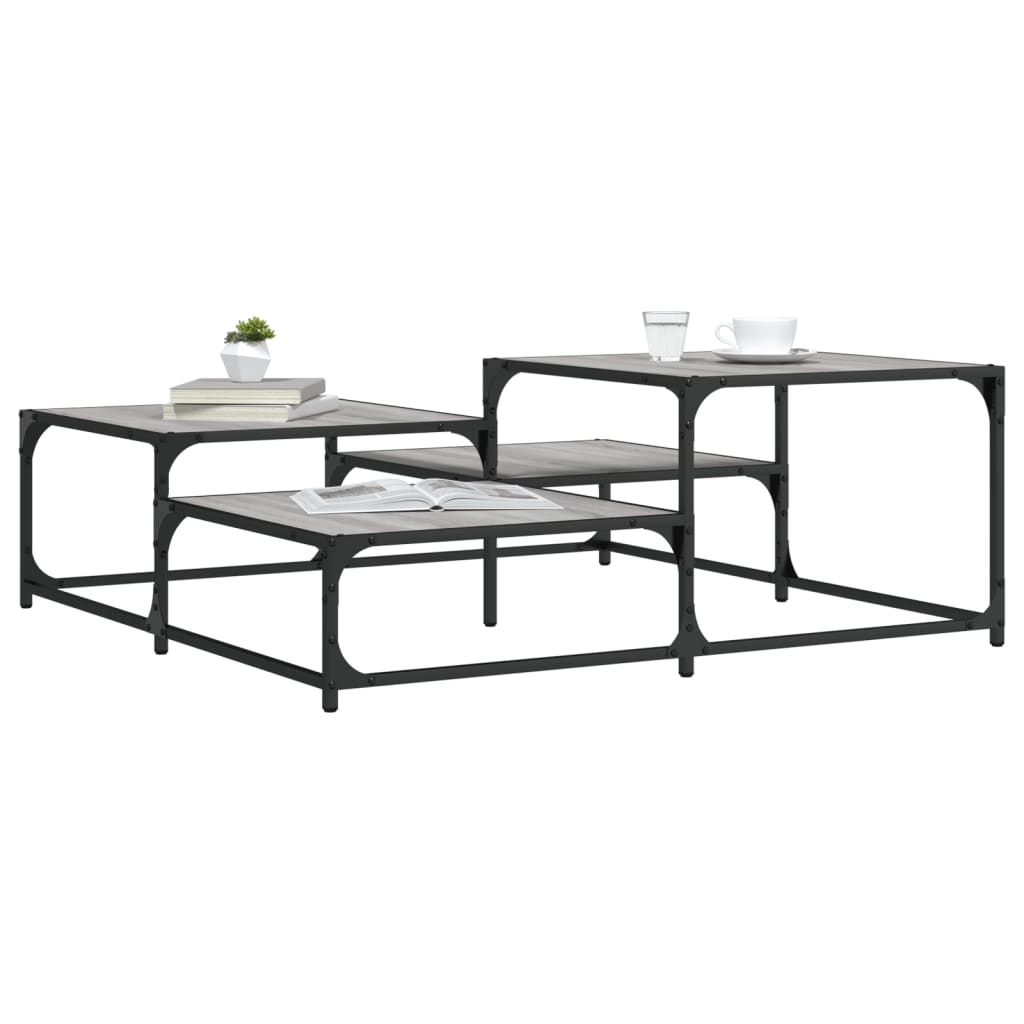 vidaXL Mesa de centro madera de ingeniería gris Sonoma 107x107x40 cm