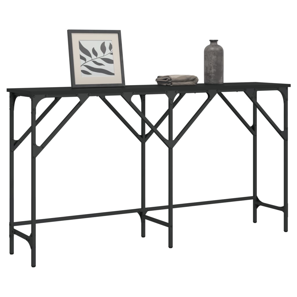 vidaXL Mesa consola madera de ingeniería negra 140x29x75 cm