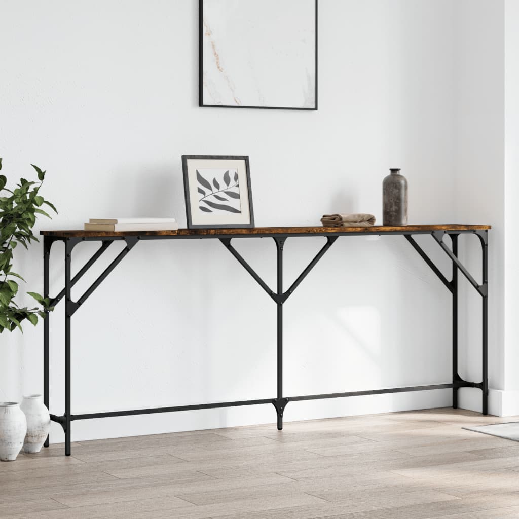 vidaXL Mesa consola madera de ingeniería roble ahumado 180x23x75 cm