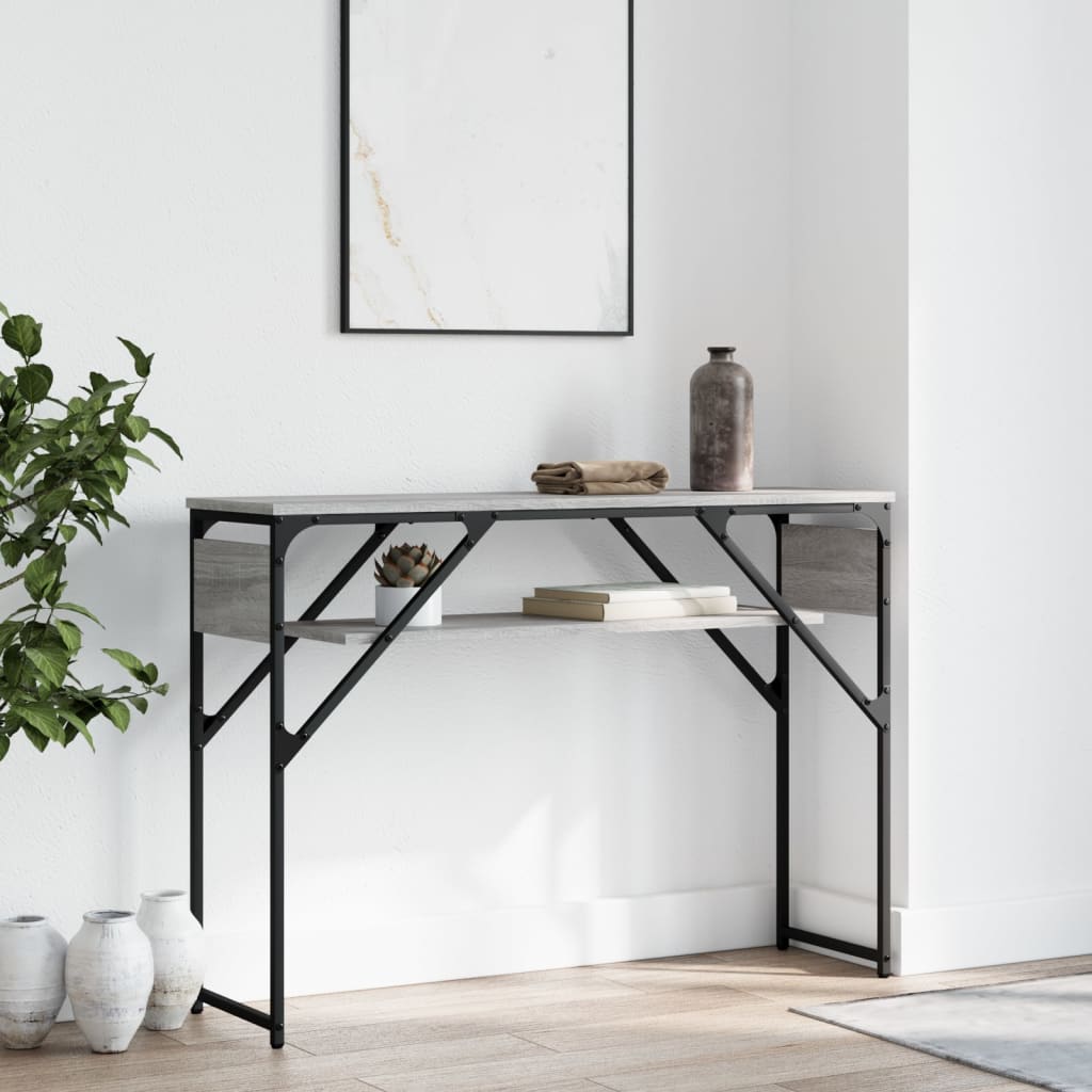vidaXL Mesa consola estante madera ingeniería Sonoma gris 105x30x75 cm