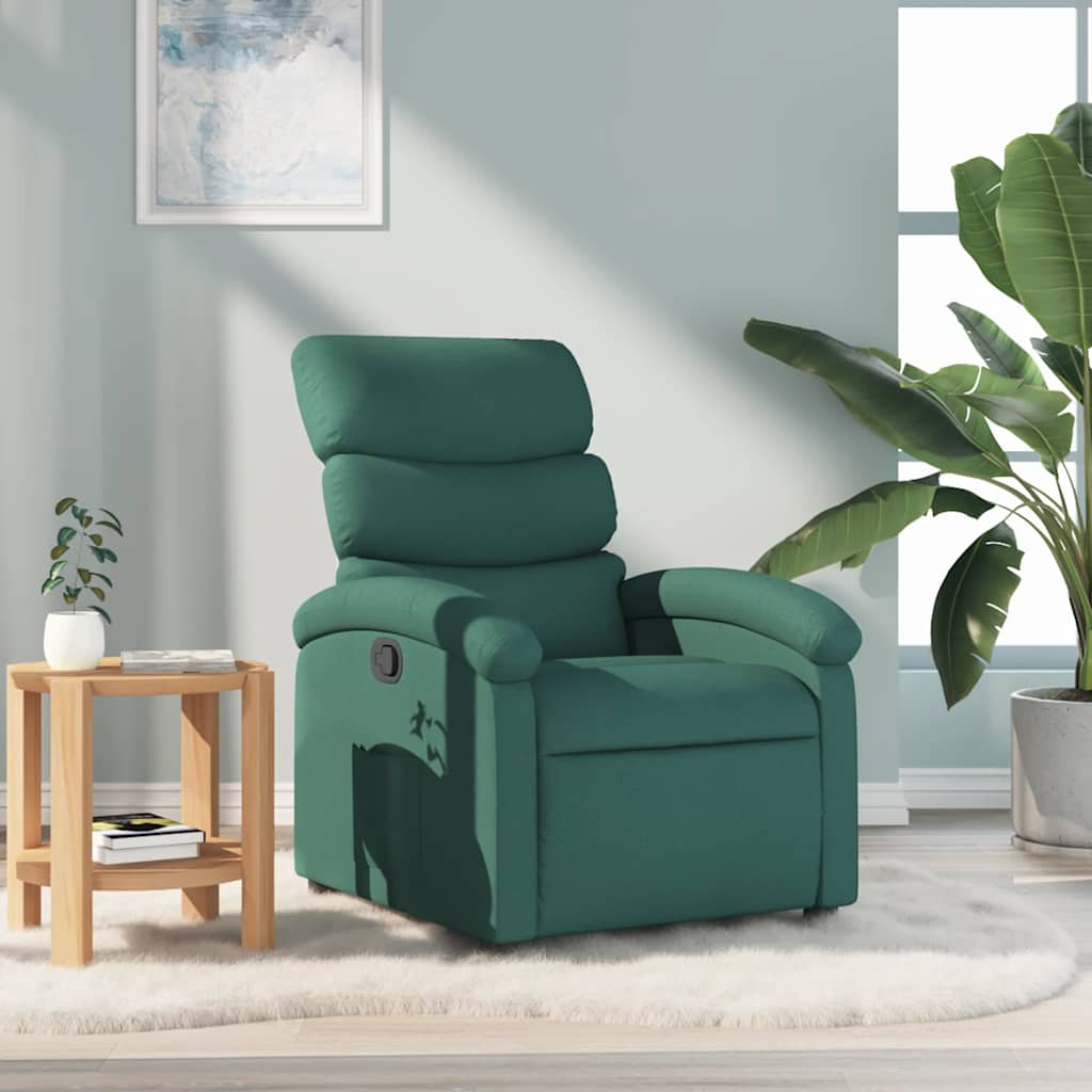 vidaXL Sillón reclinable de tela verde oscuro