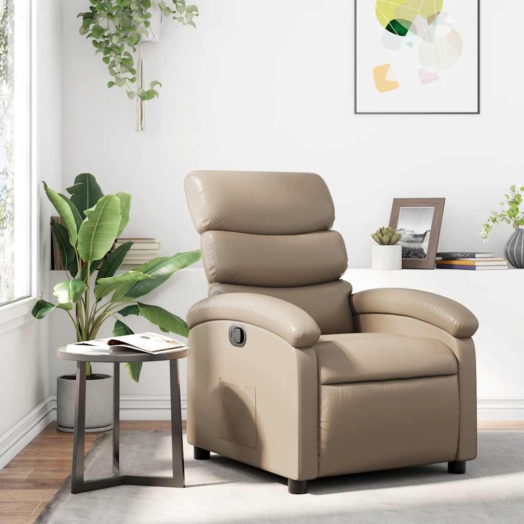 vidaXL Sillón reclinable de cuero sintético color capuchino