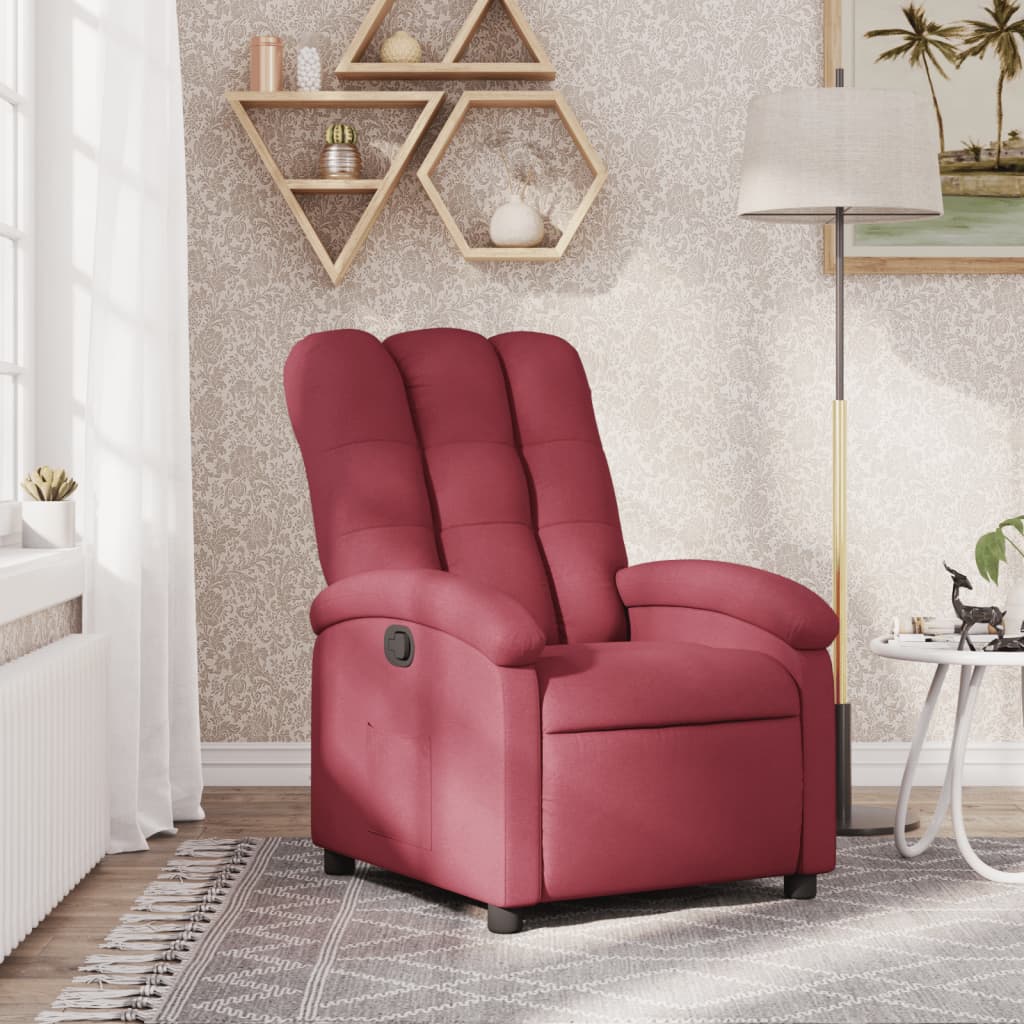 vidaXL Sillón reclinable de tela rojo tinto