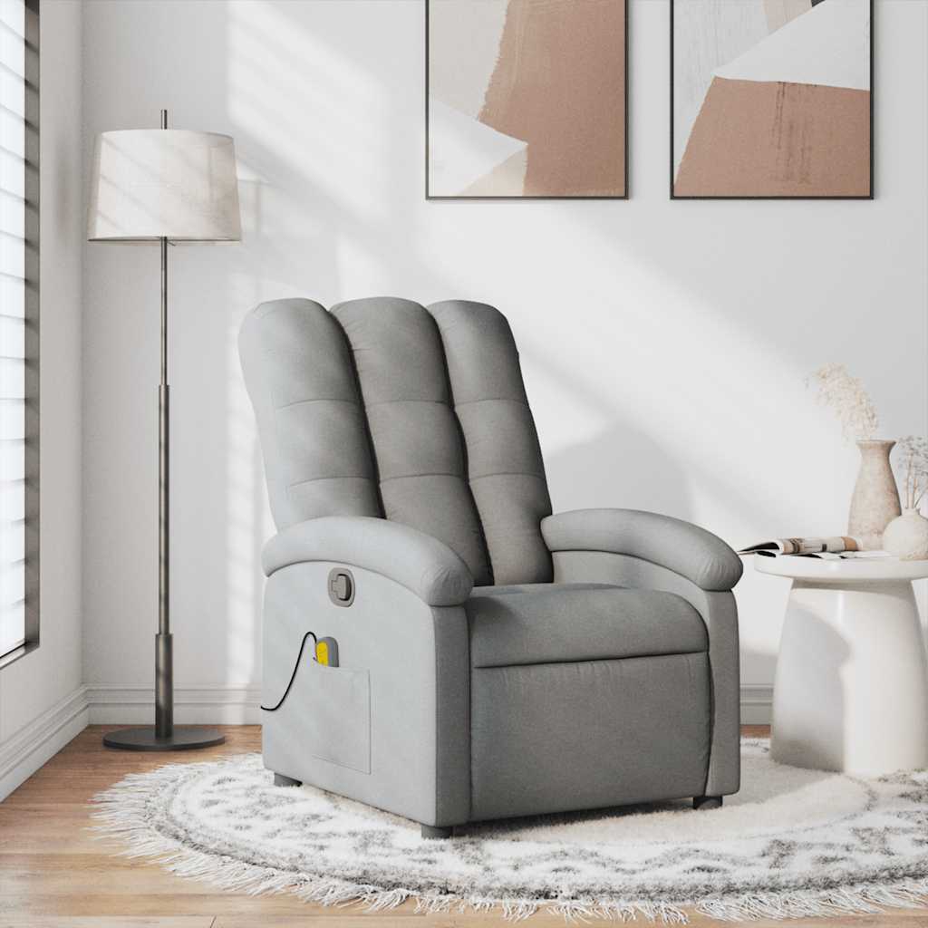 vidaXL Sillón reclinable de masaje de tela gris claro