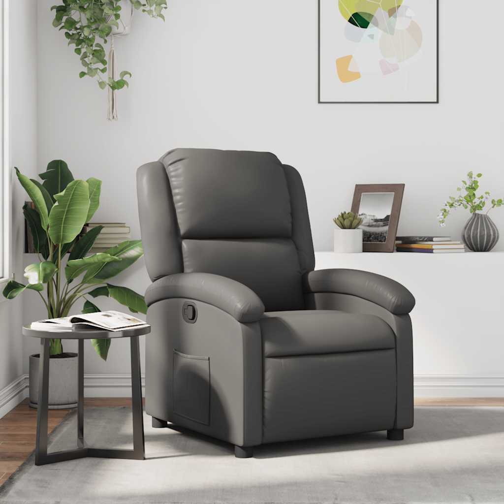 vidaXL Sillón reclinable de cuero sintético gris
