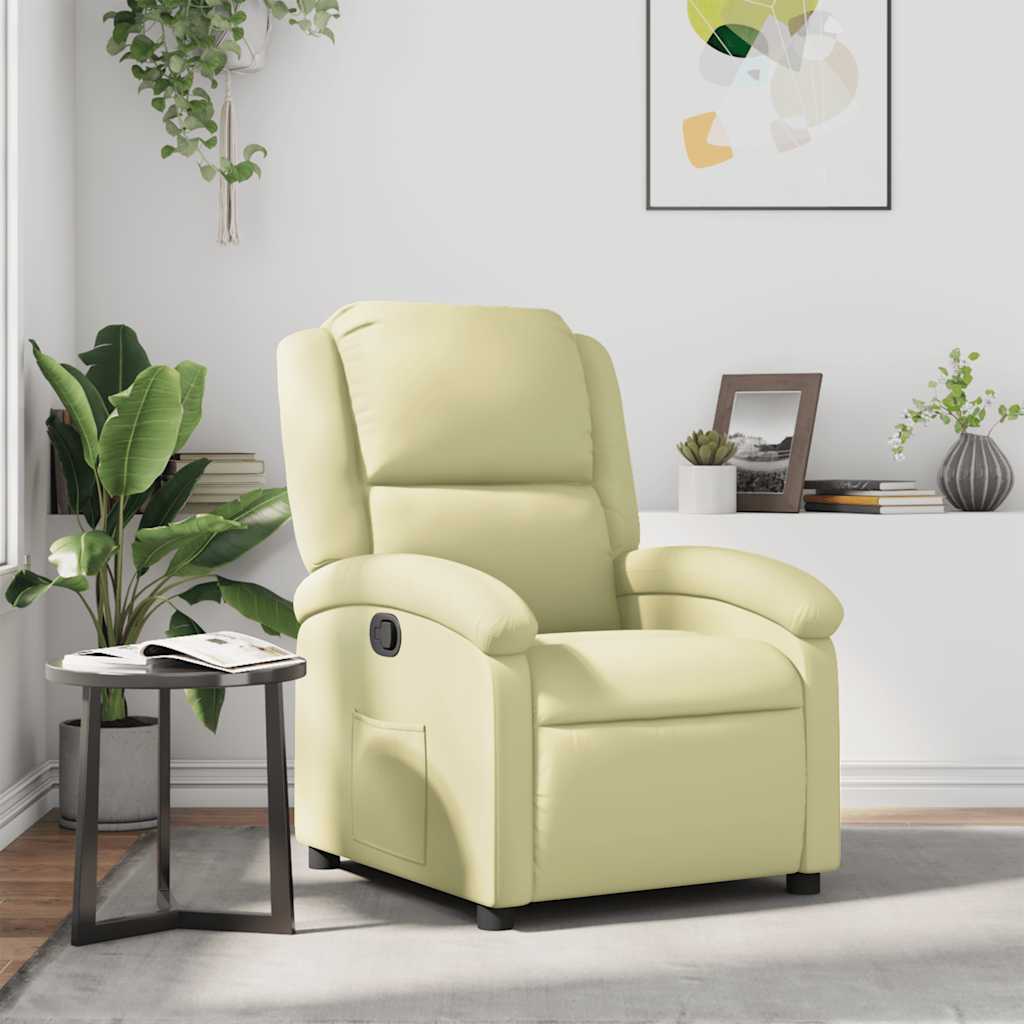 vidaXL Sillón reclinable de cuero auténtico crema
