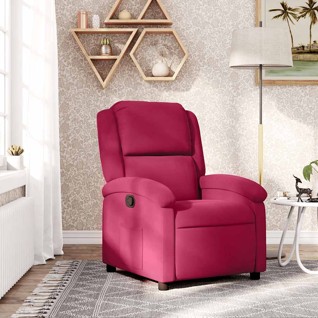 vidaXL Sillón reclinable de terciopelo rojo tinto
