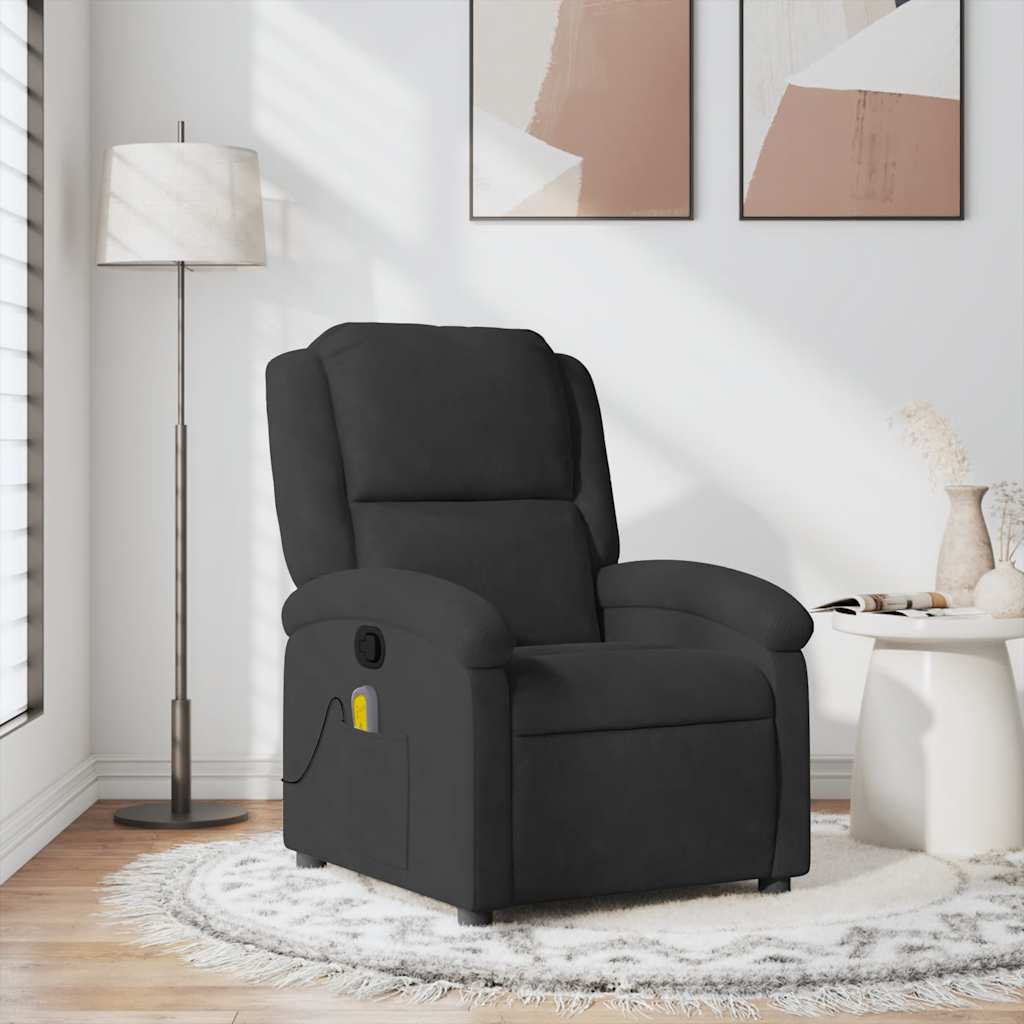 vidaXL Sillón de masaje reclinable de terciopelo negro