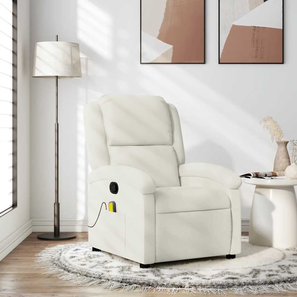 vidaXL Sillón de masaje reclinable de terciopelo crema
