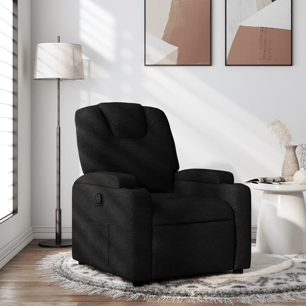 vidaXL Sillón reclinable de tela negro
