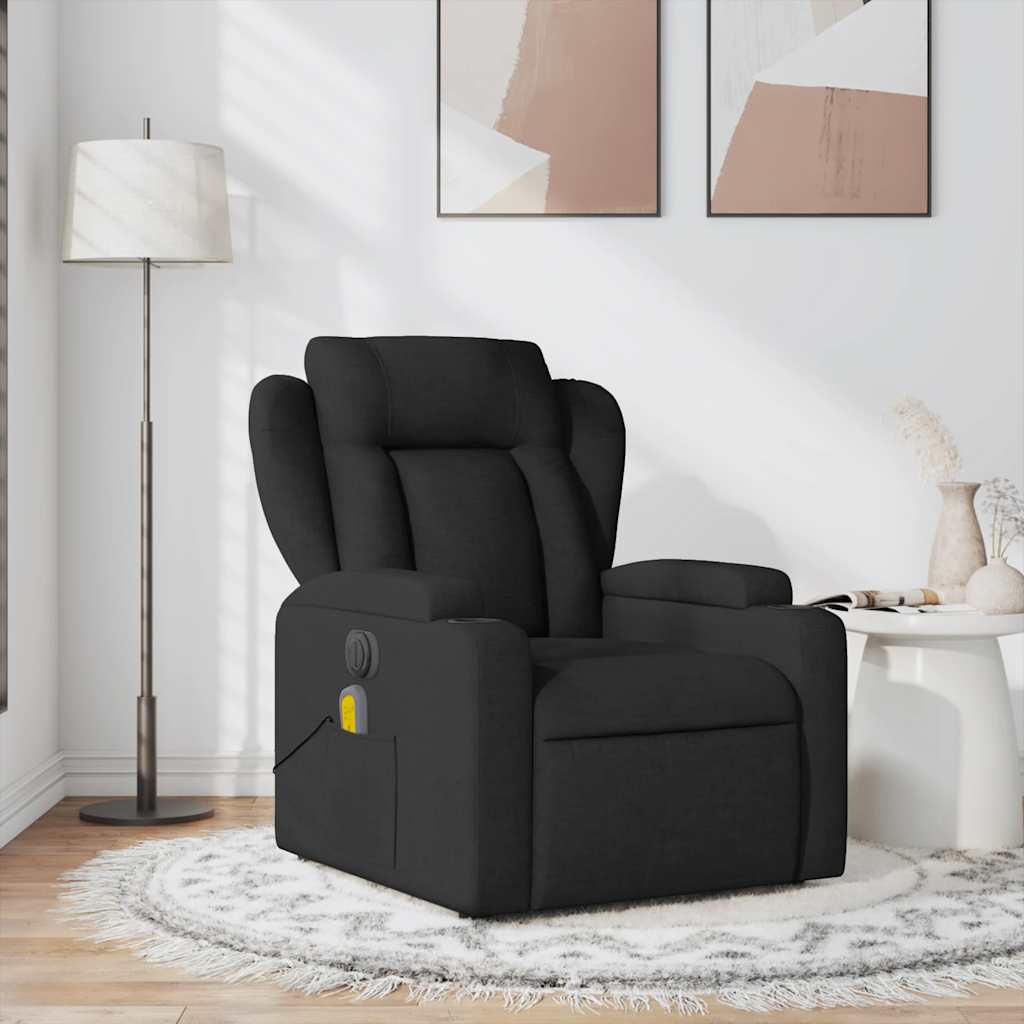 vidaXL Sillón reclinable de masaje de tela negro