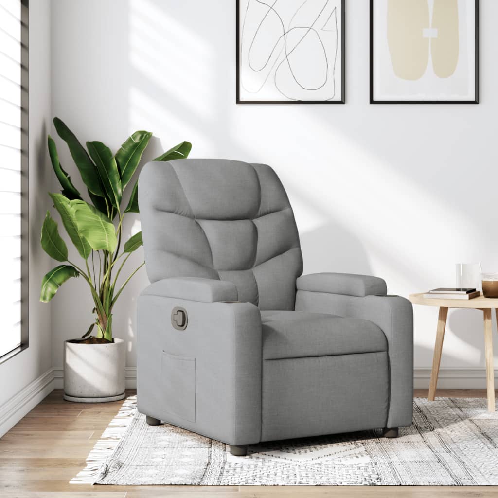 vidaXL Sillón reclinable de tela gris claro