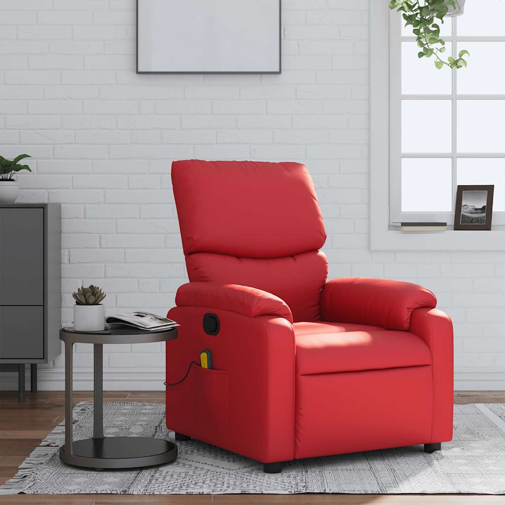vidaXL Sillón de masaje reclinable cuero sintético rojo