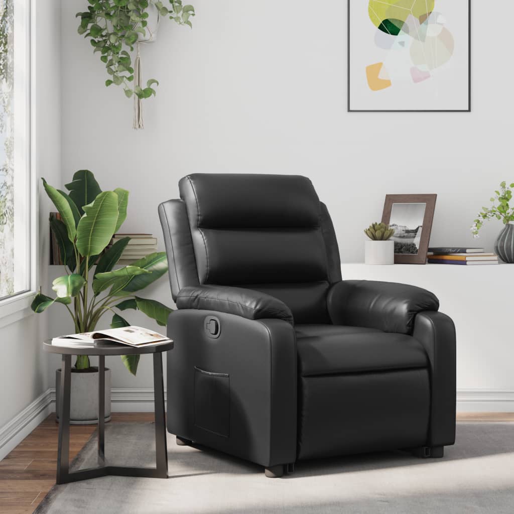 vidaXL Sillón reclinable de cuero sintético negro