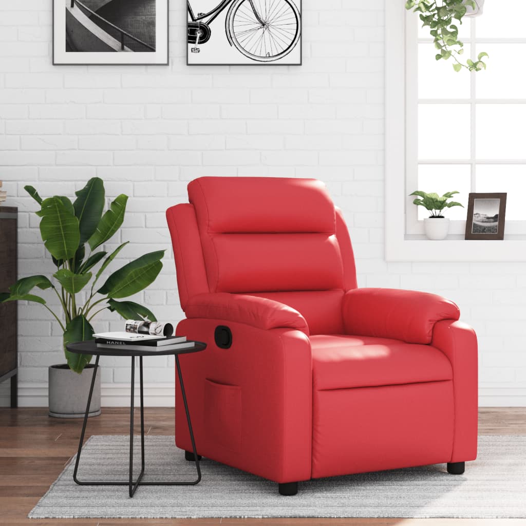vidaXL Sillón reclinable de cuero sintético rojo