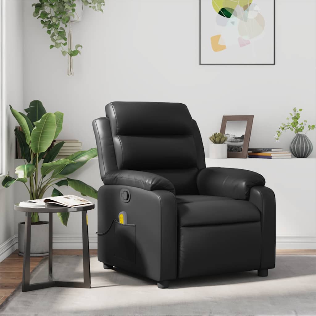 vidaXL Sillón de masaje reclinable cuero sintético negro