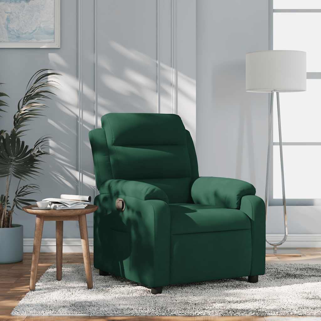 vidaXL Sillón reclinable de terciopelo verde oscuro