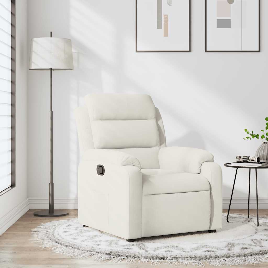 vidaXL Sillón reclinable terciopelo blanco crema