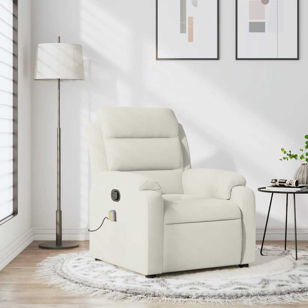 vidaXL Sillón de masaje reclinable de terciopelo crema