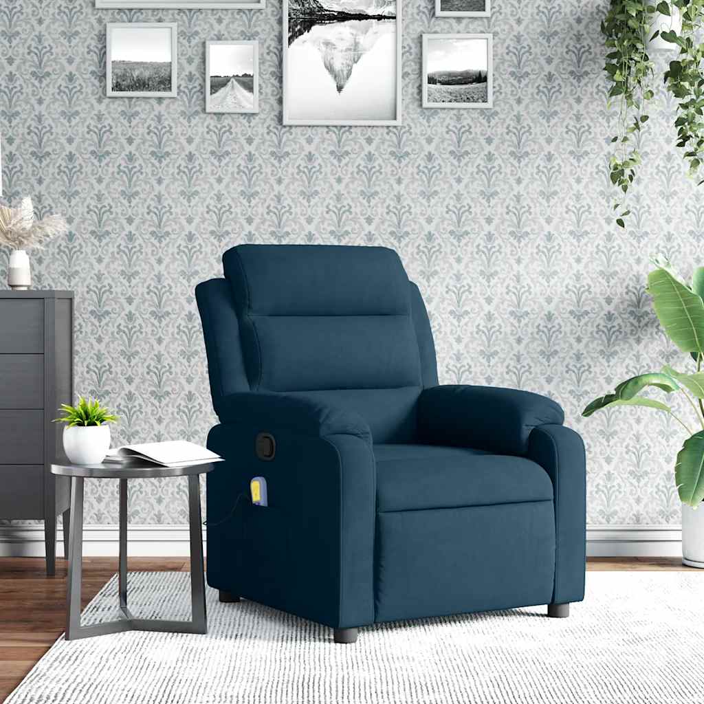 vidaXL Sillón de masaje reclinable de terciopelo azul