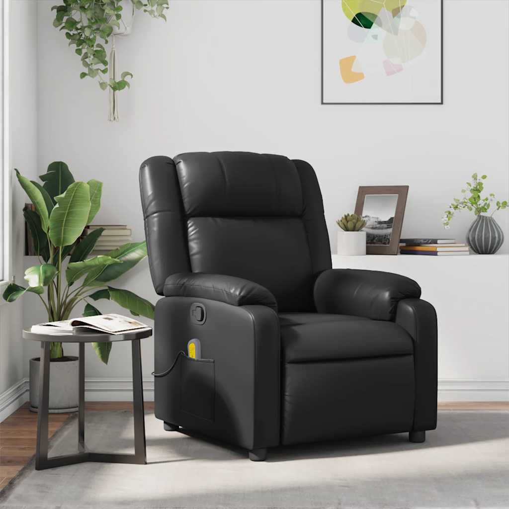 vidaXL Sillón de masaje reclinable cuero sintético negro