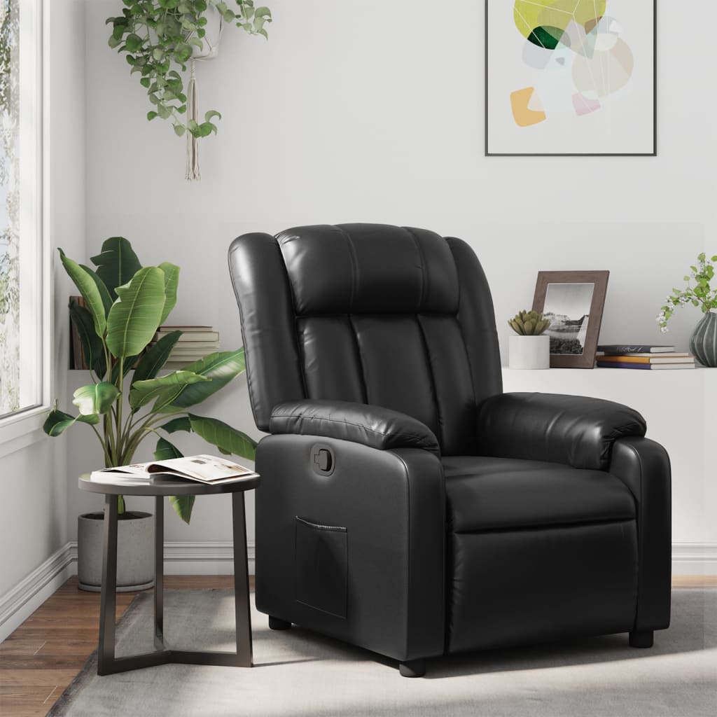 vidaXL Sillón reclinable de cuero sintético negro