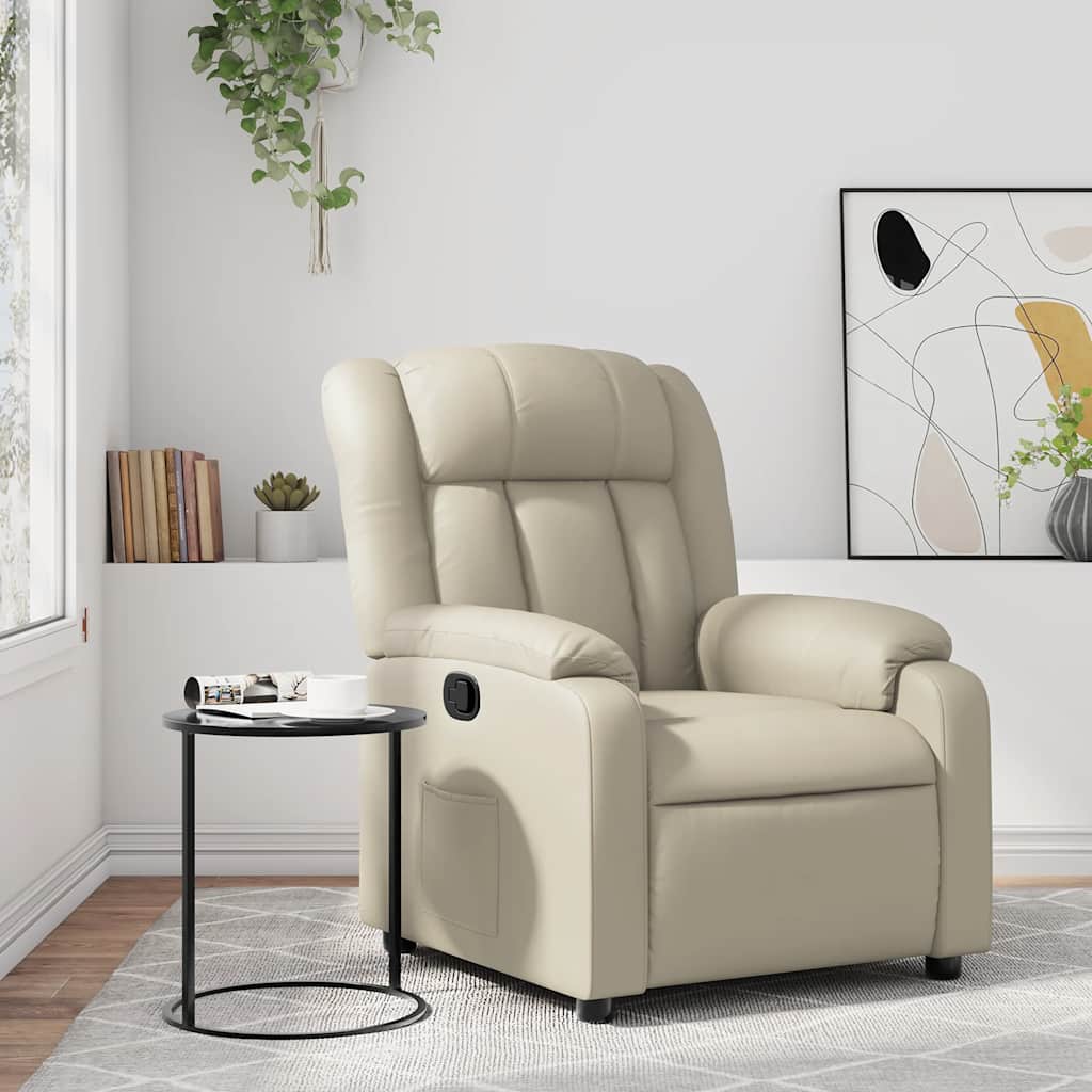 vidaXL Sillón reclinable de cuero sintético crema