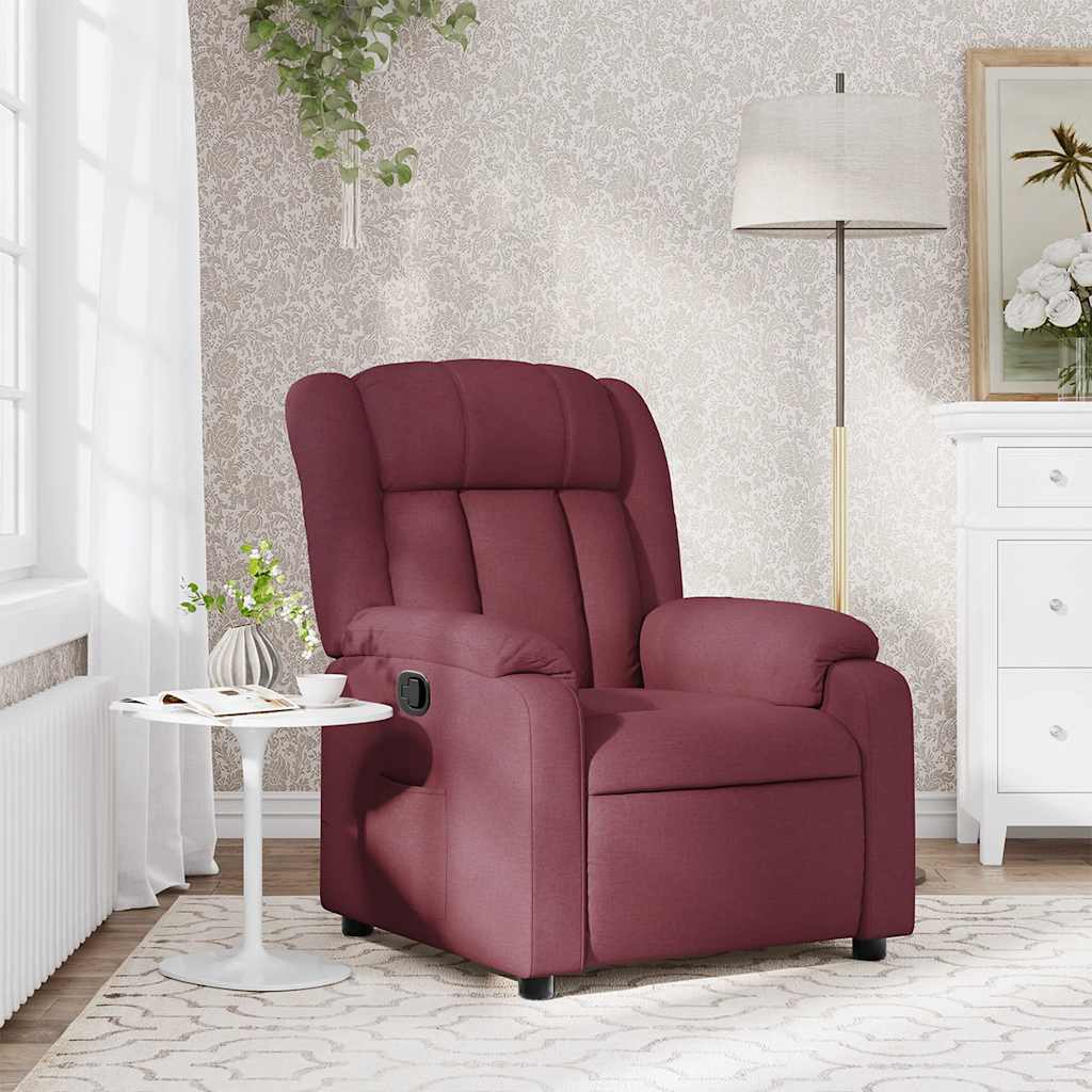 vidaXL Sillón reclinable de tela rojo tinto