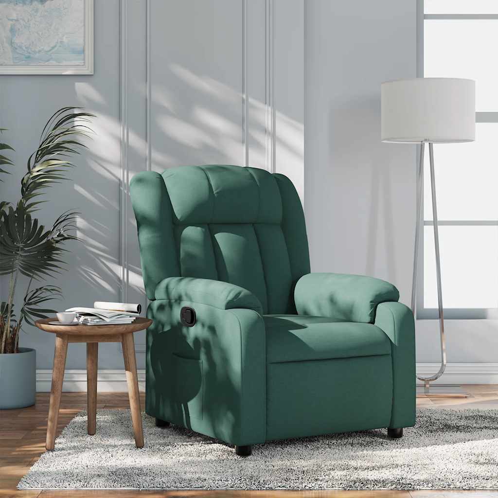 vidaXL Sillón reclinable de tela verde oscuro