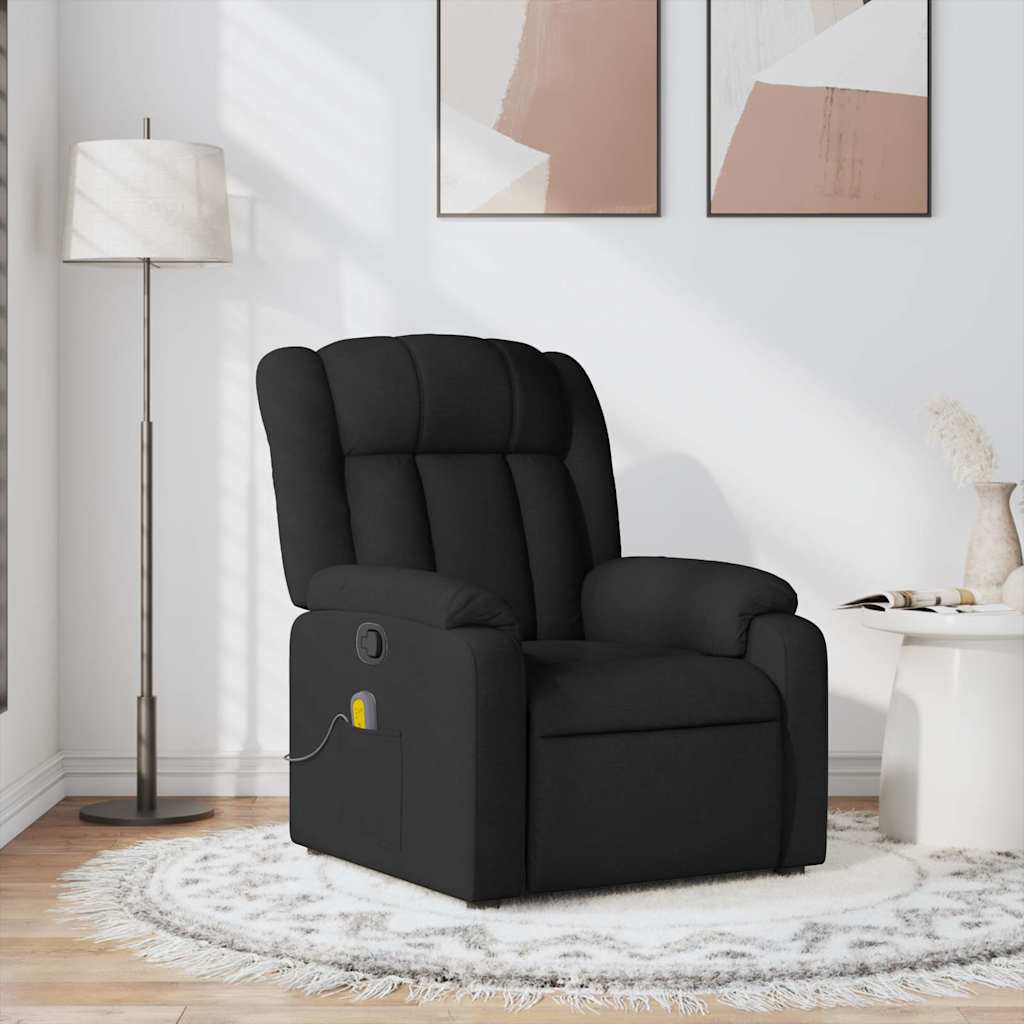 vidaXL Sillón reclinable de masaje de tela negro