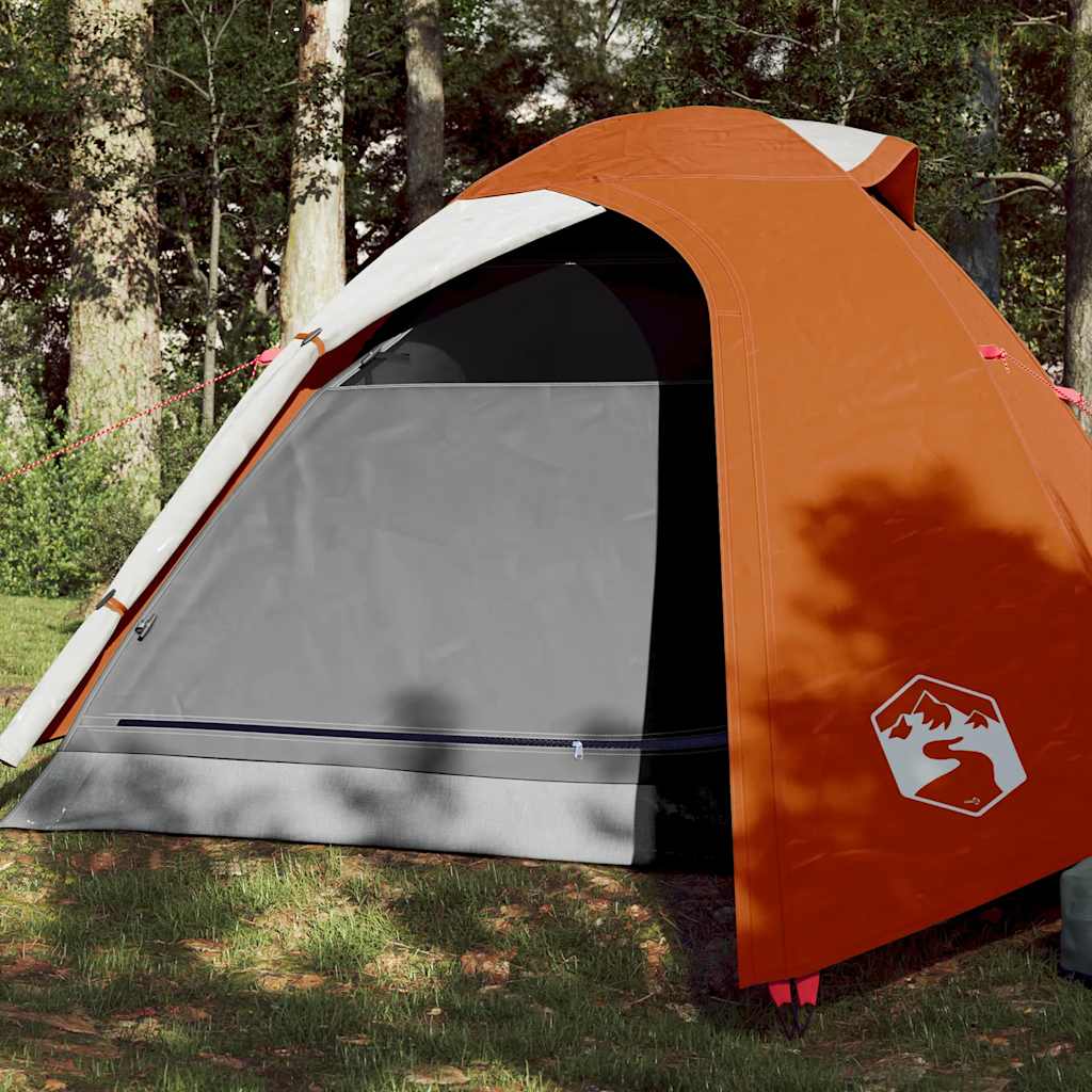 vidaXL Tienda de campaña iglú para 3 personas impermeable gris y naranja