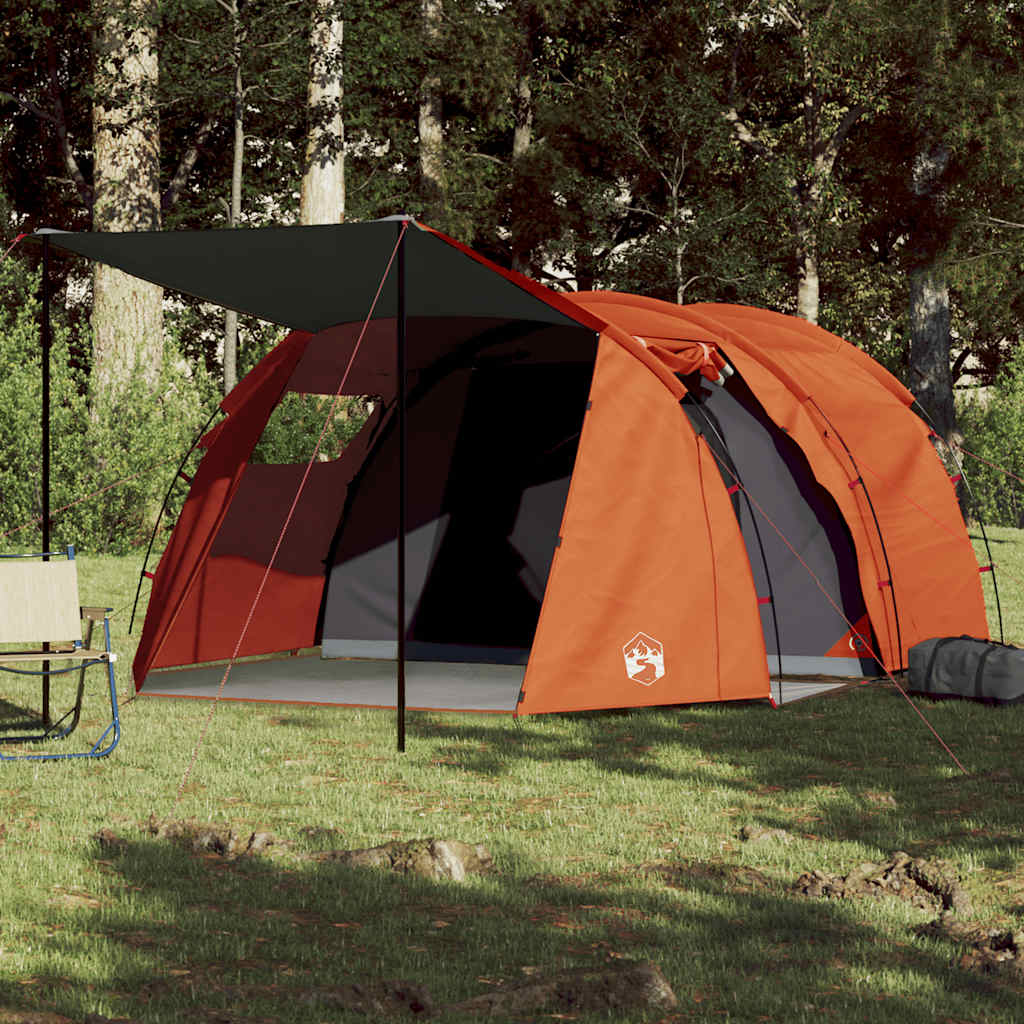 vidaXL Tienda de campaña con túnel 4 personas impermeable gris naranja