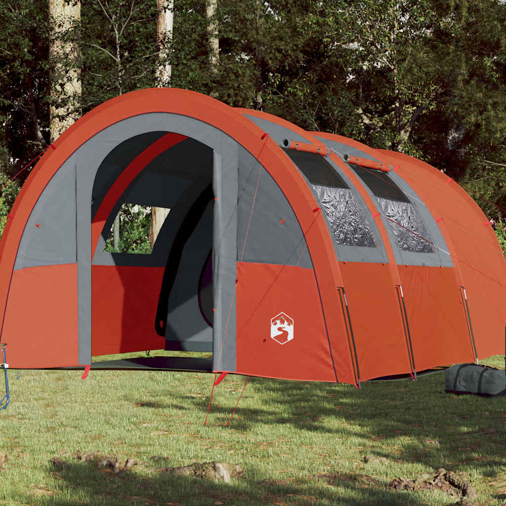 vidaXL Tienda de campaña con túnel 4 personas impermeable gris naranja