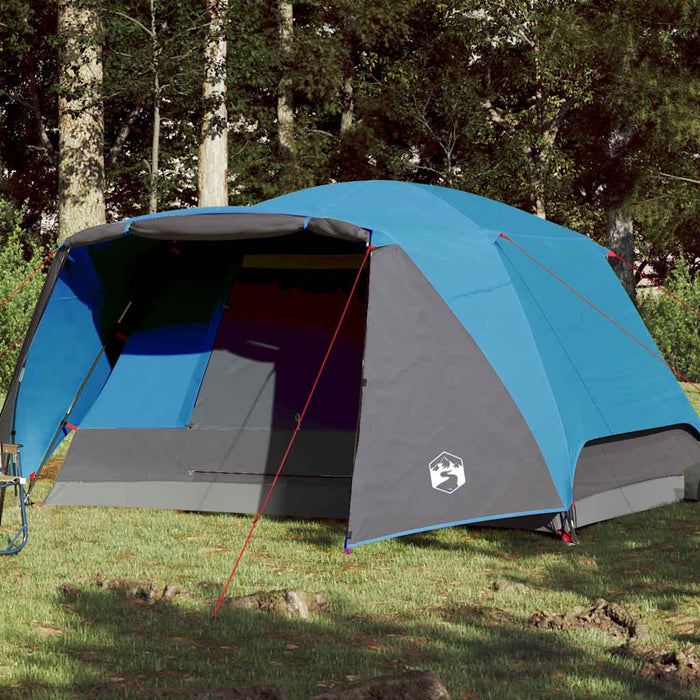 vidaXL Tienda de campaña con porche 4 personas impermeable azul