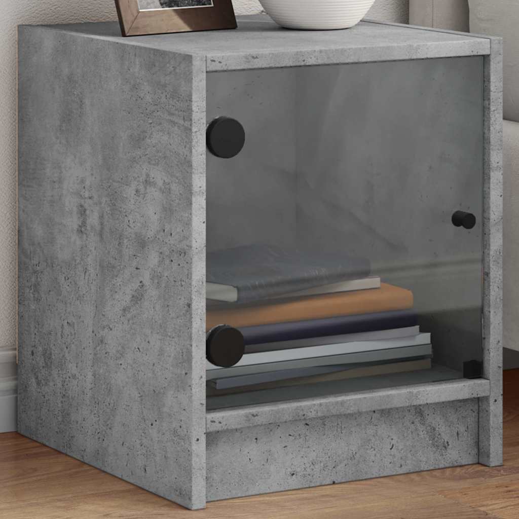 vidaXL Mesitas noche puertas de vidrio 2 uds gris hormigón 35x37x42 cm