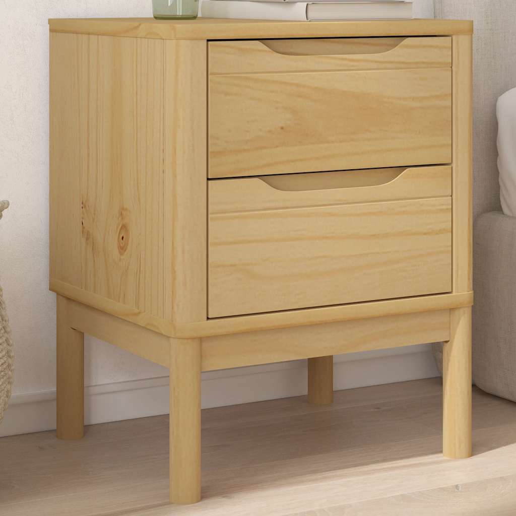 vidaXL Mesita de noche FLORO madera de pino marrón cera 45x39x57 cm