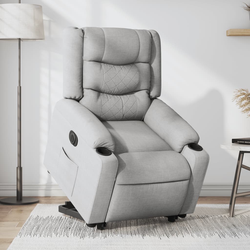 vidaXL Sillón eléctrico reclinable elevable de tela gris claro