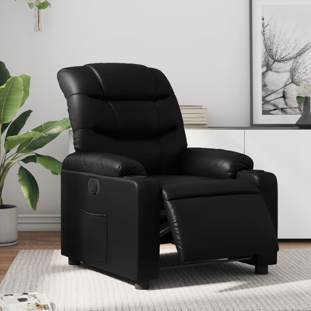 vidaXL Sillón reclinable eléctrico de cuero sintético negro